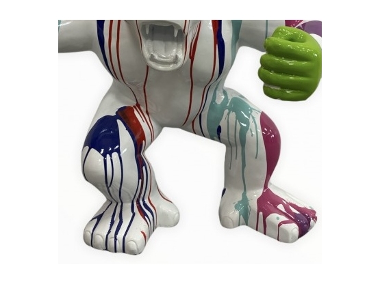 STATUE GORILLE EN RESINE 63 CM - BLANC MULTICOLORE
