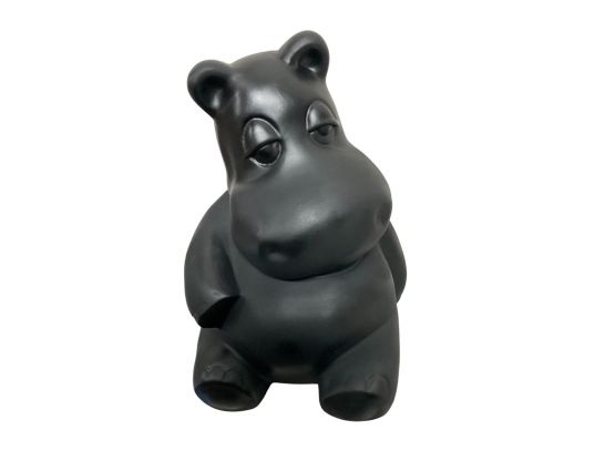 HIPPOPOTAME EN RESINE NOIR MAT