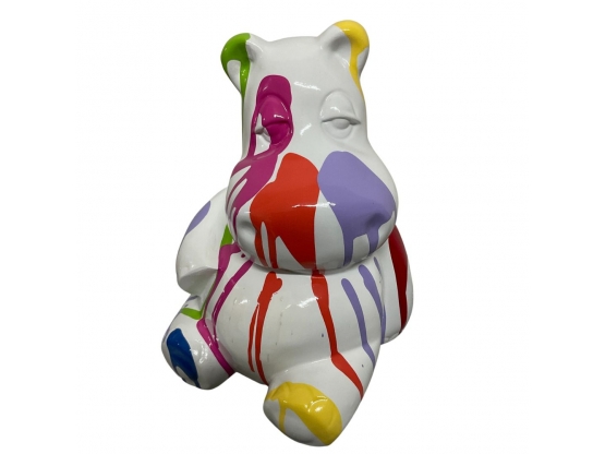 HIPPOPOTAME EN RESINE BLANC TRASH