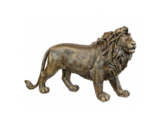 STATUE LION DEBOUT EN RESINE HT 130 CM DORE NATURA