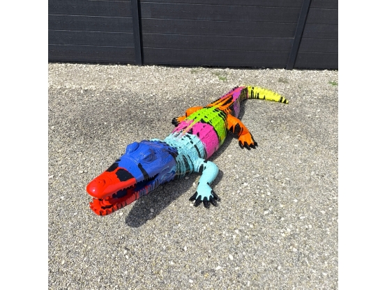 CROCODILE EN RESINE LONGUEUR 215 CM TRASH NOIR
