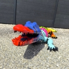 CROCODILE EN RESINE LONGUEUR 215 CM TRASH NOIR