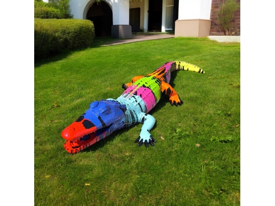 CROCODILE EN RESINE LONGUEUR 215 CM TRASH NOIR