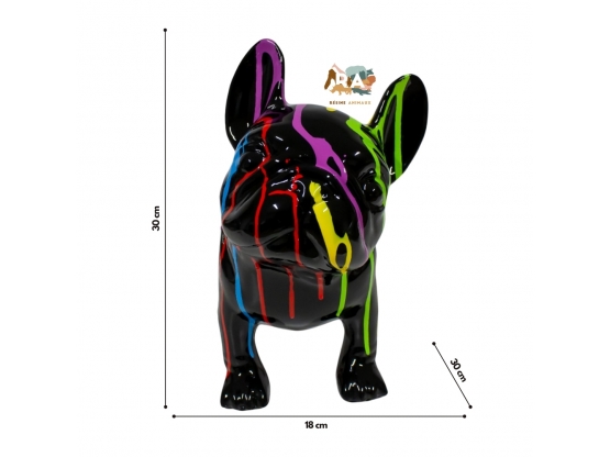 STATUE BOULEDOGUE FRANÇAIS EN RESINE TRASH NOIR 30 CM