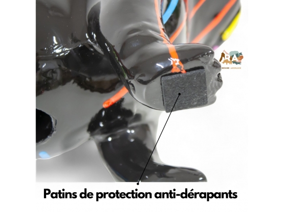 STATUE BOULEDOGUE FRANÇAIS EN RESINE TRASH NOIR 30 CM