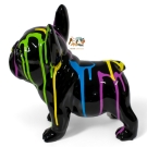 STATUE BOULEDOGUE FRANÇAIS EN RESINE TRASH NOIR 30 CM