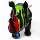 STATUE RHINOCEROS EN RESINE 100 CM NOIR TRASH