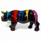STATUE RHINOCEROS EN RESINE 100 CM NOIR TRASH