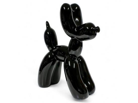 STATUE CHIEN BALLON EN CERAMIQUE NOIR 50 CM