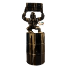 STATUE GORILLE ORIGAMI EN RESINE NOIR ET OR SUR BIDON 180 CM