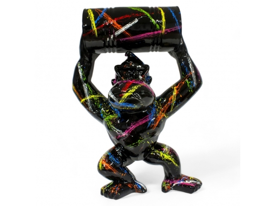 STATUE DONKEY EN RESINE AVEC BIDON SPLASH NOIR 95 CM