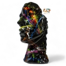 STATUE VISAGE EN RESINE NOIR SPLASH H 52 CM