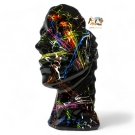 STATUE VISAGE EN RESINE NOIR SPLASH H 52 CM