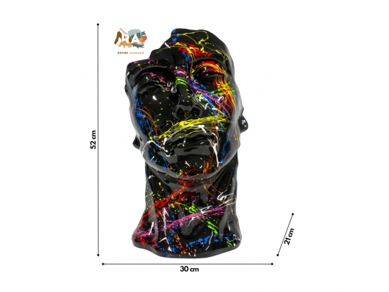 STATUE VISAGE EN RESINE NOIR SPLASH H 52 CM