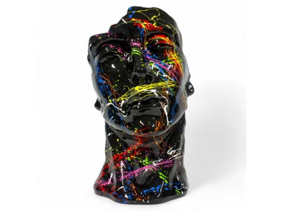 STATUE VISAGE EN RESINE NOIR SPLASH H 52 CM