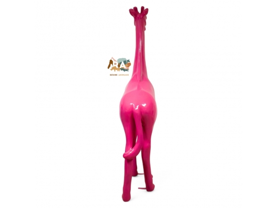 STATUE GIRAFE ROSE EN RESINE 210 CM