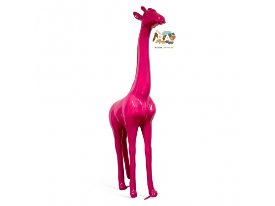 STATUE GIRAFE ROSE EN RESINE 210 CM