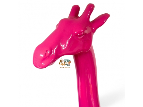 STATUE GIRAFE ROSE EN RESINE 210 CM