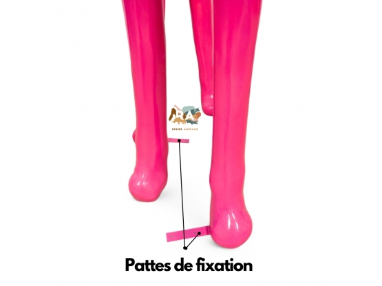 STATUE GIRAFE ROSE EN RESINE 210 CM