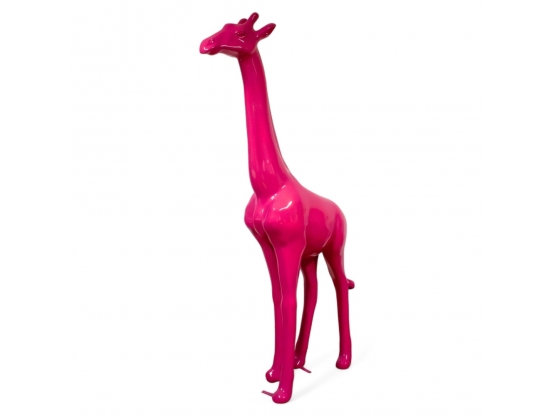 STATUE GIRAFE ROSE EN RESINE 210 CM