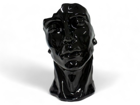 STATUE VISAGE EN RESINE NOIR H 52 CM