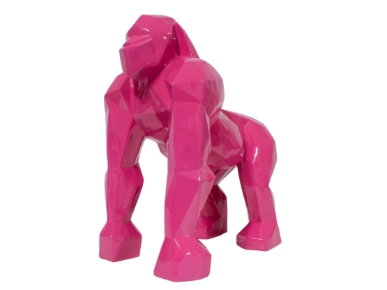 STATUE GORILLE ORIGAMI EN RESINE ROSE 50 CM