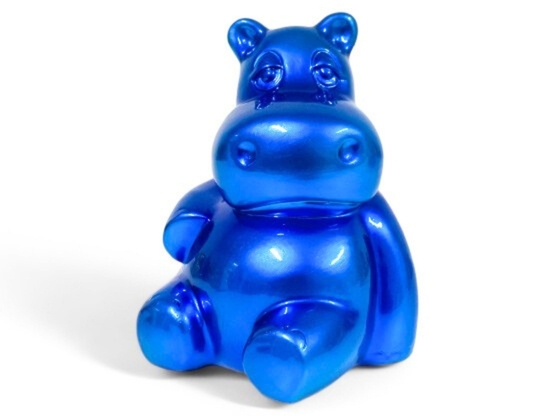 MINI HIPPO BLEU EN RESINE H 15CM