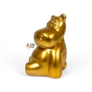 MINI HIPPO OR EN RESINE H 15CM