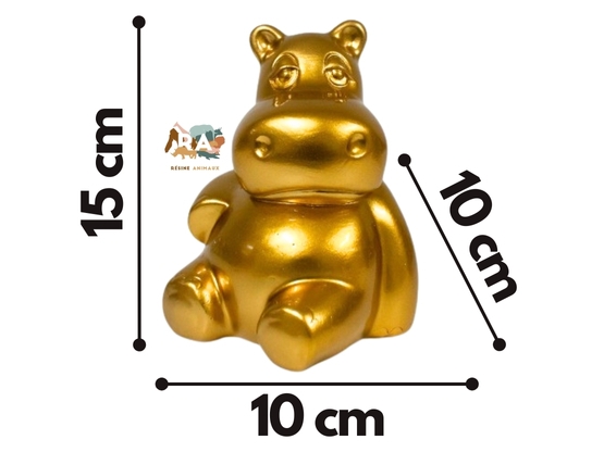 MINI HIPPO OR EN RESINE H 15CM