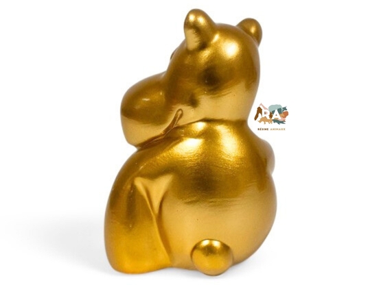 MINI HIPPO OR EN RESINE H 15CM