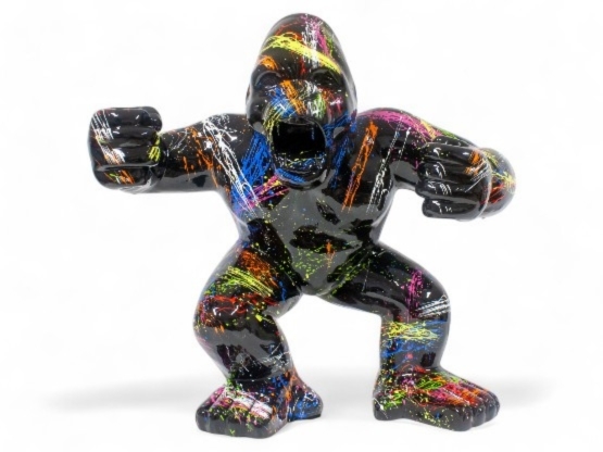 GORILLE EN RESINE NOIR SPLASH 63 CM